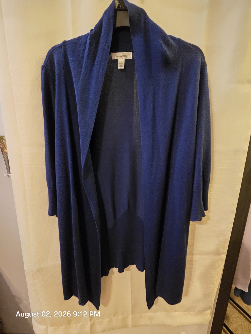 Dress Barn Navy Open-Front Long Cardigan